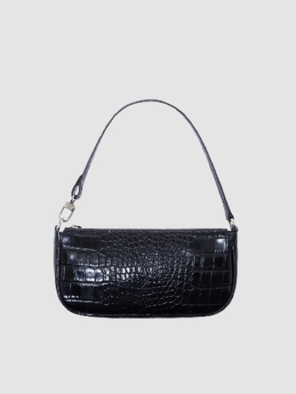 BY FAR | Rachel Black Croc Shoulder Bag